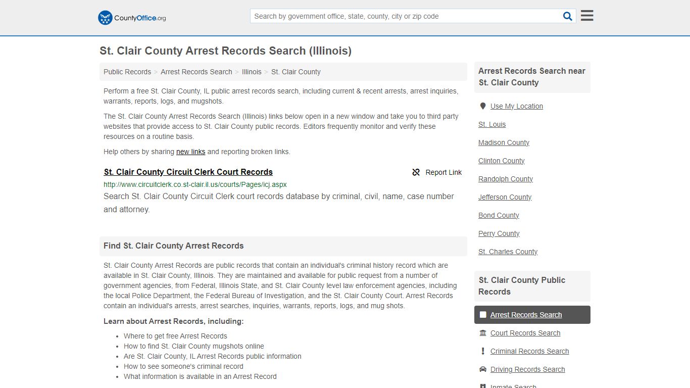 St. Clair County Arrest Records Search (Illinois) - County Office